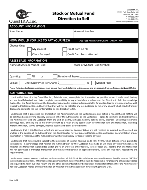 Quest IRA Direction to Sell Form