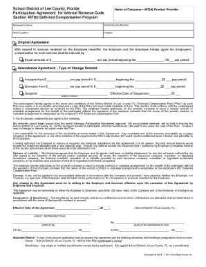 School District of Lee County 457(b) Participation Agreement