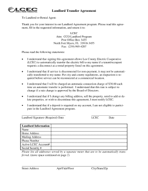Landlord Transfer Agreement