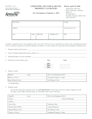 Kentucky Limestone and Sand & Gravel Property Tax Return