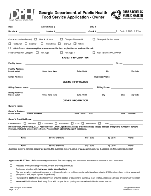 Georgia Food Service Application - Owner