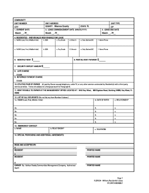 Florida Military Residential Lease