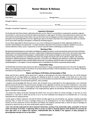 Roster Waiver & Release Form
