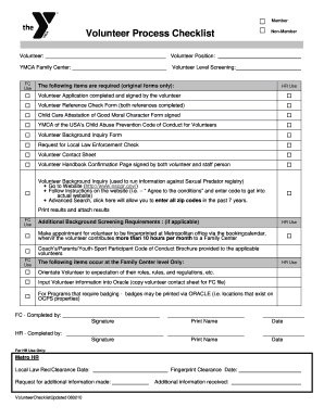 YMCA Volunteer Application Form
