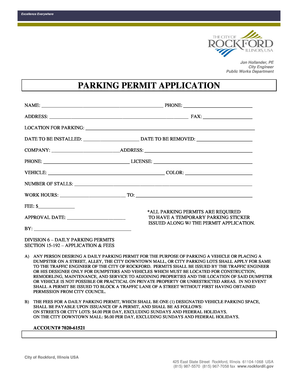 City of Rockford Parking Permit Application