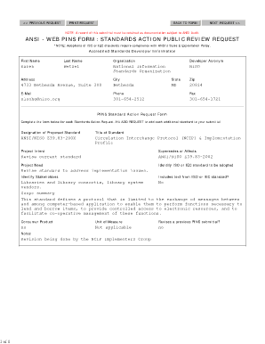 ANSI Standards Action Public Review Request Form