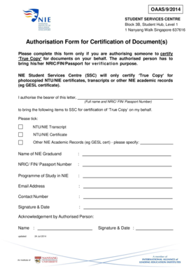 Authorisation Form for Certification of Document(s)