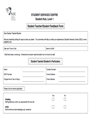 Student Teacher Feedback Form