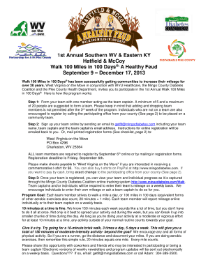 Walk 100 Miles in 100 Days Registration Form