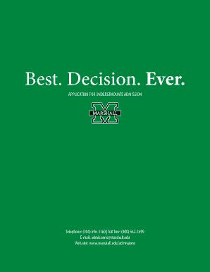 Marshall University Undergraduate Admission Application