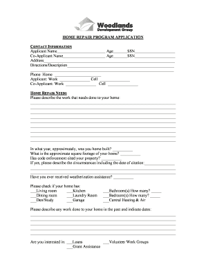 Home Repair Program Application