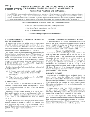 Virginia Form 770ES Estimated Income Tax Payment Vouchers