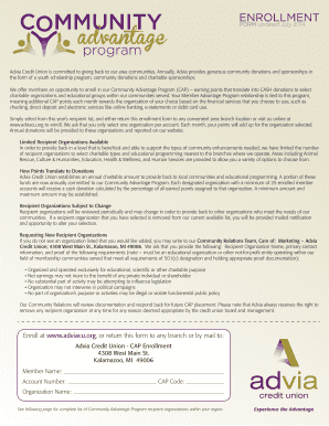 Advia Community Advantage Program Enrollment Form