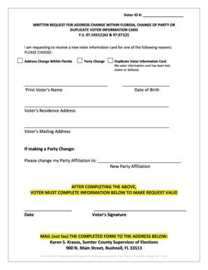 Florida Voter Information Card Request Form