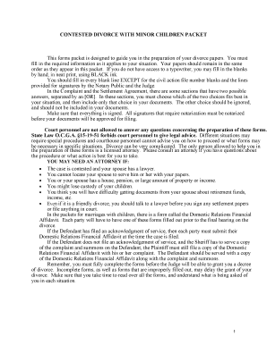 Contested Divorce with Minor Children Packet