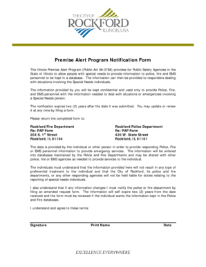 Illinois Premise Alert Program Notification Form