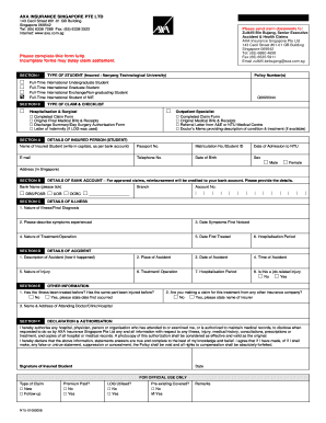 AXA Insurance Singapore Student Claim Form