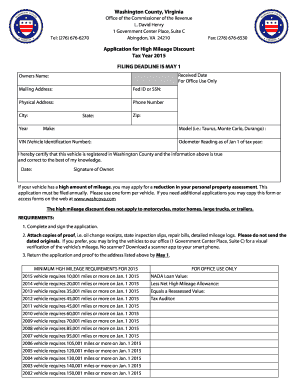 Washington County High Mileage Discount Application