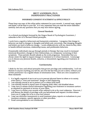 Informed Consent Statement and Office Policy