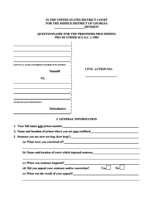 Instructions for Prisoners Filing a Complaint Under 42 U.S.C. § 1983