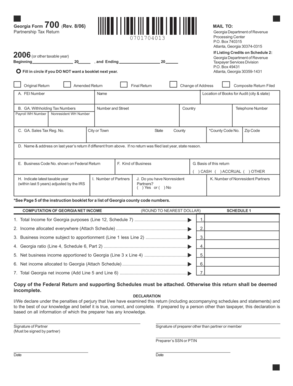 Georgia Form 700 Partnership Tax Return