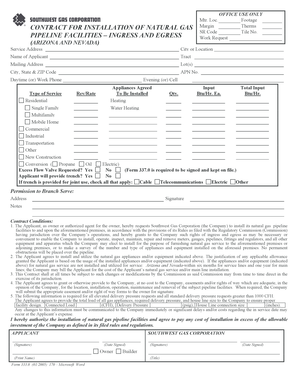 Contract for Installation of Natural Gas Pipeline Facilities