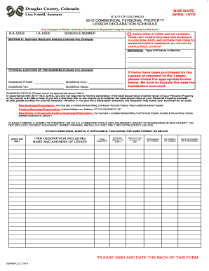 Colorado Commercial Personal Property Lessor Declaration