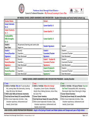 Middle School Career Awareness and Exploration Form