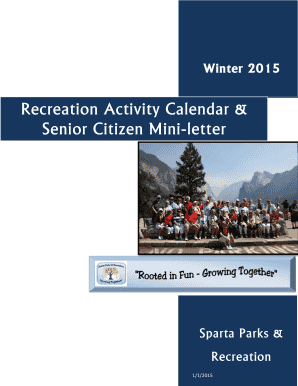 Recreation Activity Calendar & Senior Citizen ... - Sparta Township - spartanj