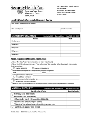 HealthCheck Outreach Request Form