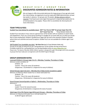 San Diego Botanic Garden Group Visit Request Form