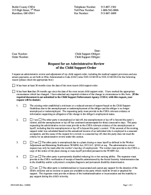 Ohio Child Support Order Review Request