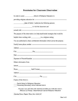 Permission for Classroom Observation