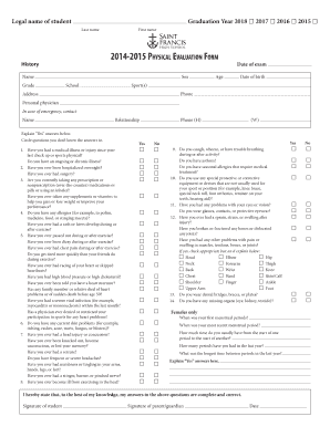 2014-2015 Physical Evaluation Form
