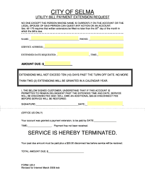 Utility Bill Payment Extension Request