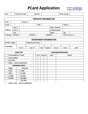 UF PCard Application Form