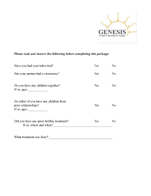 Patient History Form for Reproductive Endocrinology