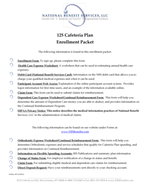 125 Cafeteria Plan Enrollment Form