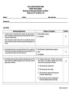 Title I On-Site Review Form