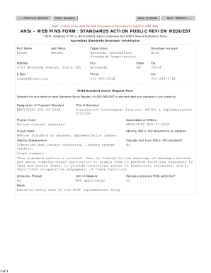 ANSI Standards Action Public Review Request Form