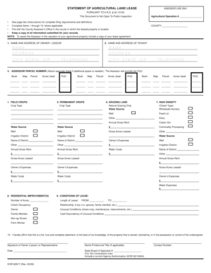 Arizona Agricultural Land Lease Statement