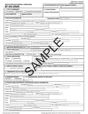 Federal Assistance Application Form