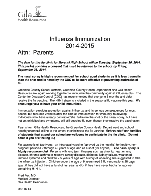 Influenza Immunization Consent Form