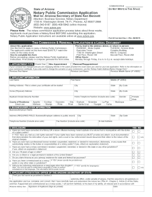 Arizona Notary Public Commission Application