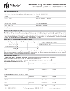 Maricopa County Deferred Compensation Plan Participation Agreement