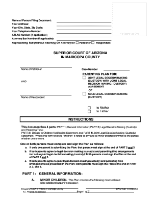 Arizona Parenting Plan Form