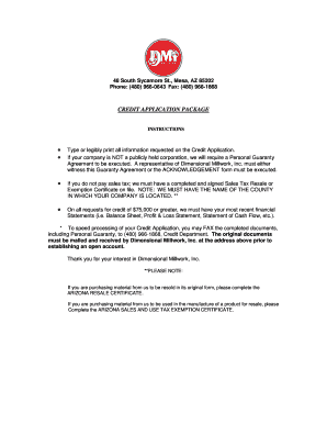 Arizona Credit Application Package