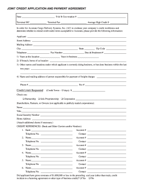 Joint Credit Application and Payment Agreement