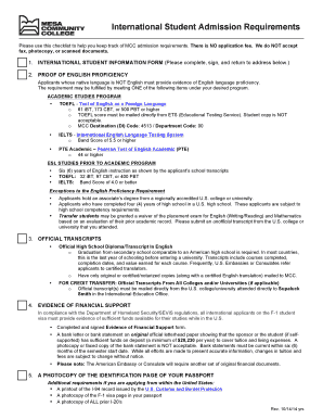 International Student Admission Checklist