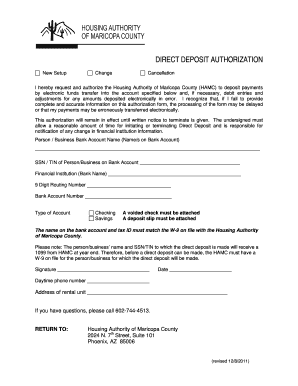 Direct Deposit Authorization Form